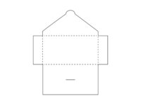 Papieren cadeaubon-envelop met sluitflap en vier vouwflappen.