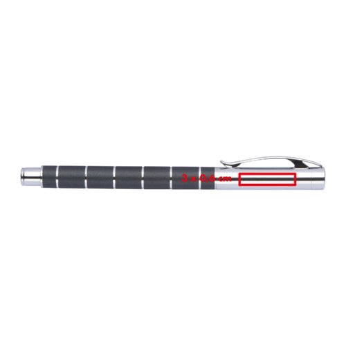 Metalen schrijfset met balpen en etui.