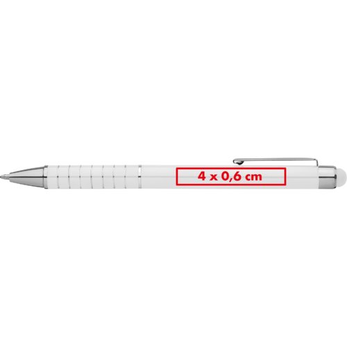 Witte balpen met touch-pen en clip.