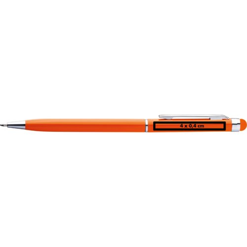 Oranje balpen met touch pen en clip.