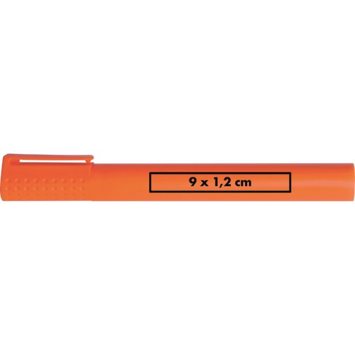 Oranje markeerstift met beschermkap.