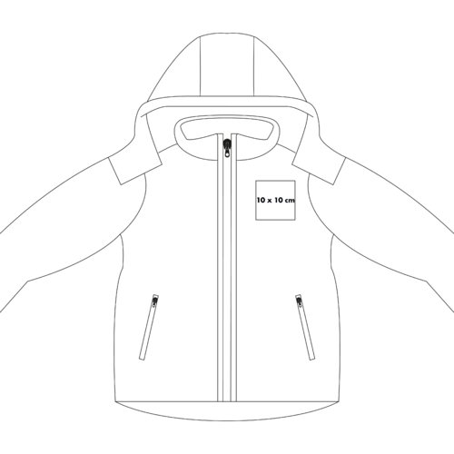 Softshell jas met capuchon en zakken met ritssluiting.