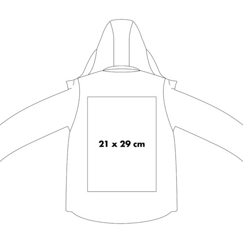 Softshell jas met capuchon en volledige ritssluiting.