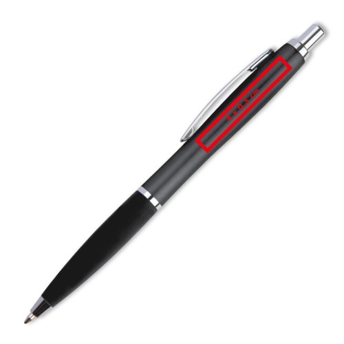 Zwarte balpen met metalen accenten en clip.