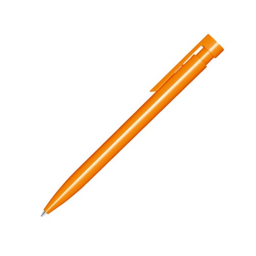 Oranje plastic balpen met gepolijste afwerking en clip.