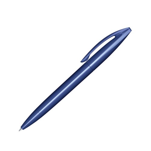 Donkerblauwe kunststof draaibalpen met clip.