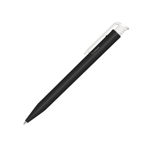 Zwarte bio balpen met clip en drukmechanisme.