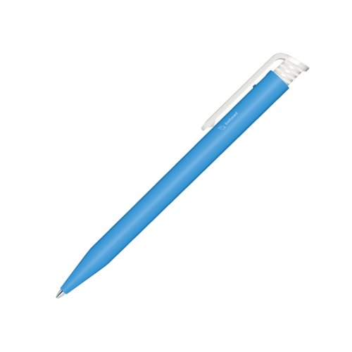 Blauwe bio-based drukbalpen met clip.