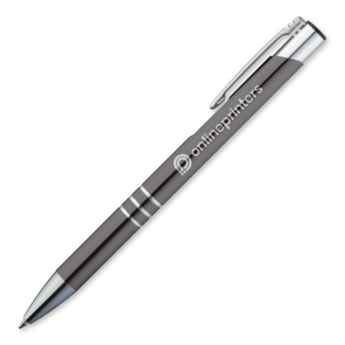 Antracietkleurige metalen balpen met clip.