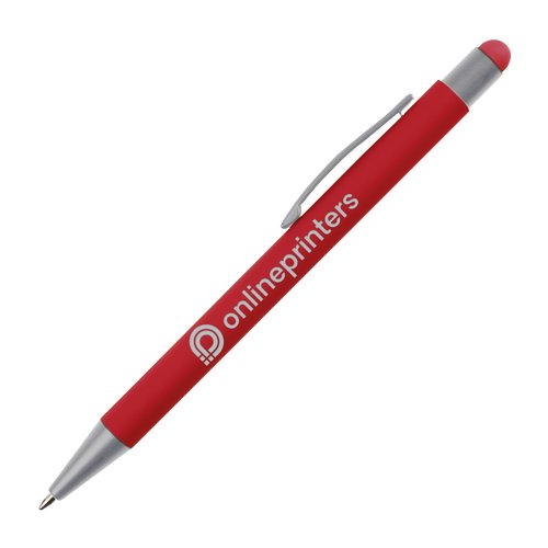 Rode plastic touch pen met clip en inkt.