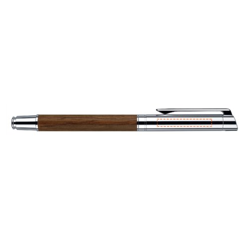 Draaibare balpen van hout en metaal met clip.