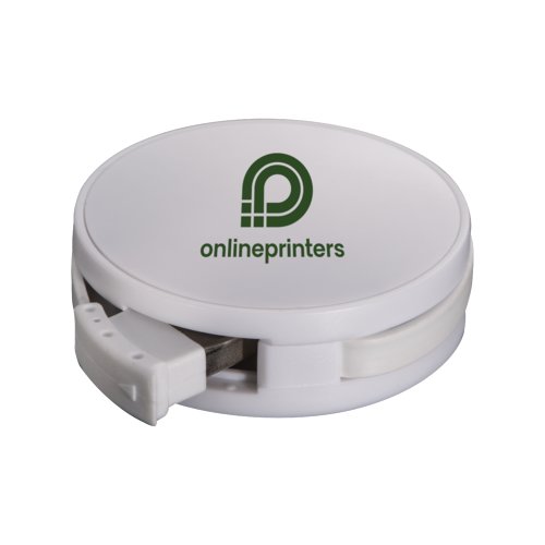Witte plastic USB-hub met 4 poorten en intrekbaar mechanisme.
