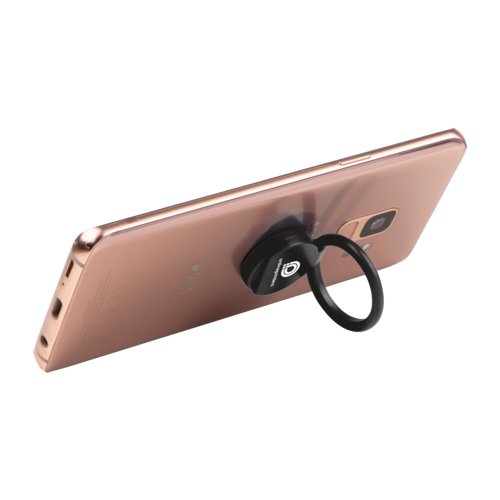 Rode telefoonhouder met ring.