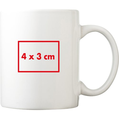 Witte keramische mok met handvat.