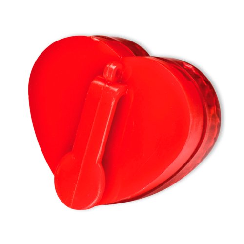 Rood hartvormig knipperlicht met clipsluiting.