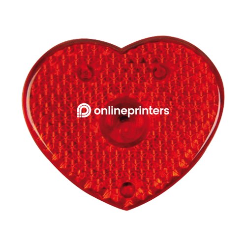 Rood hartvormig knipperlicht met clip voor bevestiging.