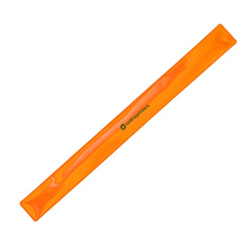 Oranje plastic klikarmband met reflecterende eigenschappen.