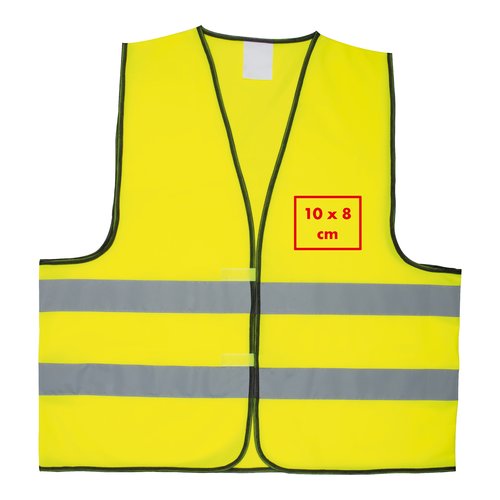 Geel stoffen veiligheidsvest met reflecterende strepen, unisex.