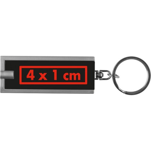 Rechthoekige plastic sleutelhanger met ledlicht.