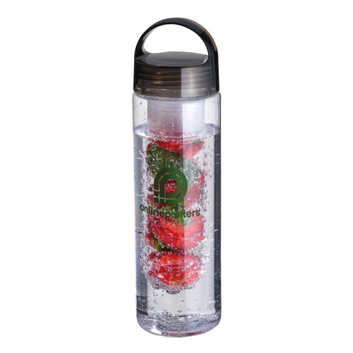 Antracietkleurige kunststof drinkfles met handvat.