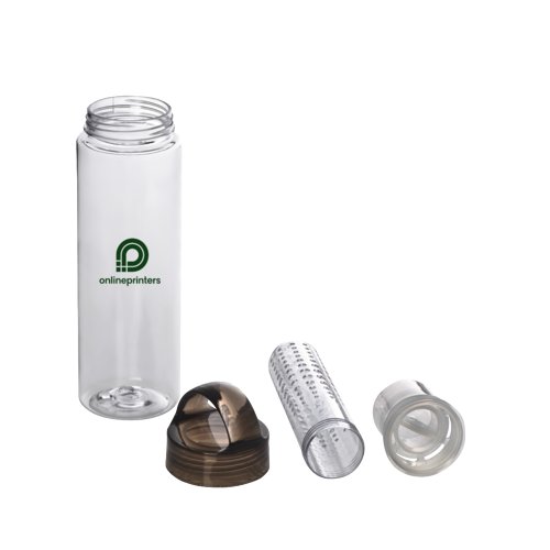 Antracietkleurige drinkfles met uitneembare zeef.