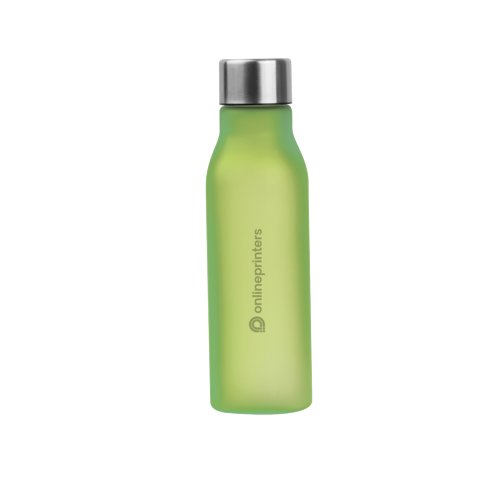 Groene plastic waterfles met schroefdop.