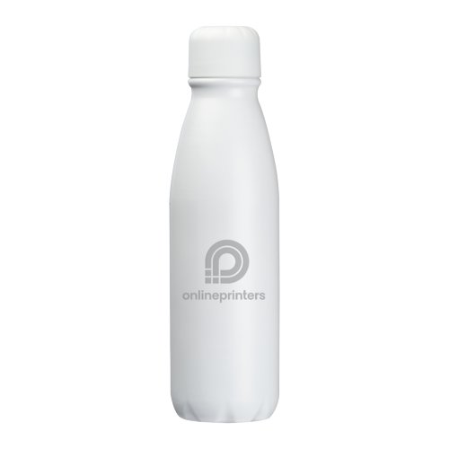 Witte aluminium drinkfles met schroefdop.
