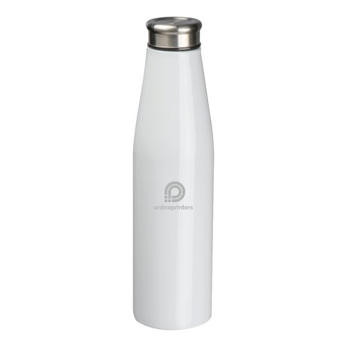 Witte metalen drinkfles met schroefdop.