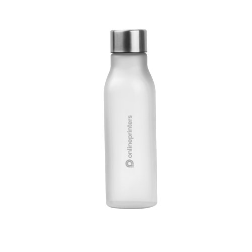 Transparante plastic waterfles met schroefdop.