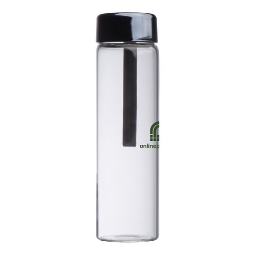 Transparante glazen fles met PP-deksel.