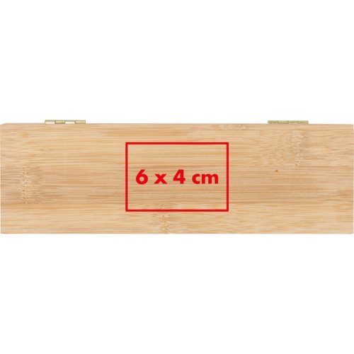 Houten theezakjesdoos met deksel en vakken.