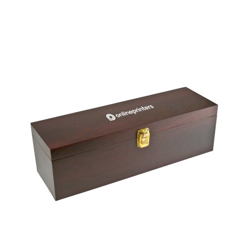 Bruine houten kist met sluiting.