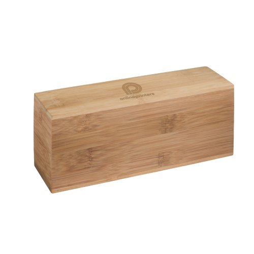 Bruine houten theedoos met deksel.