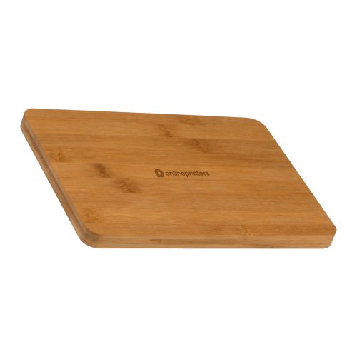 Beige bamboe plank met afgeronde hoeken.