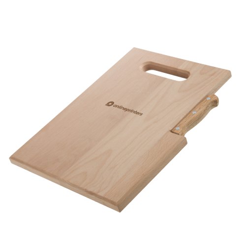 Lichte houten plank met mes en handgreep.