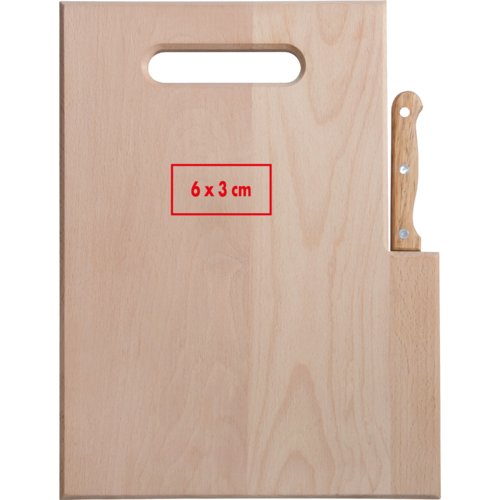 Houten plank met mes en verzonken handgreep.