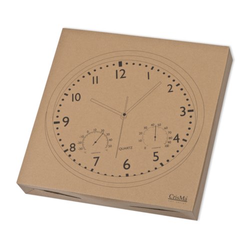 Zwarte wandklok met uur-, minuut- en secondewijzers.