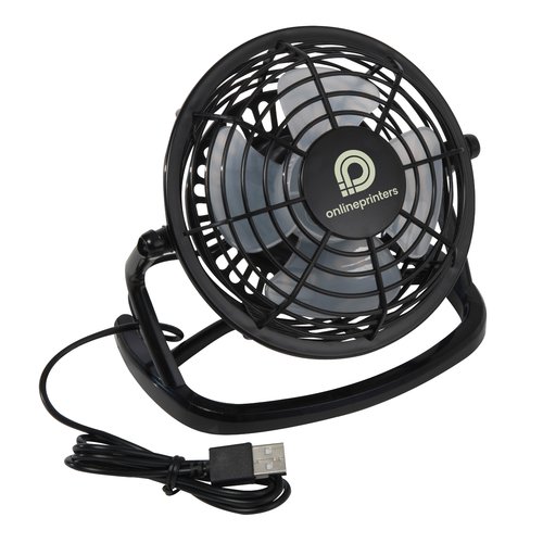 Zwarte ventilator met USB-aansluiting.