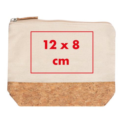 Lichte make-up tas van katoen met kurken bodem en ritssluiting.