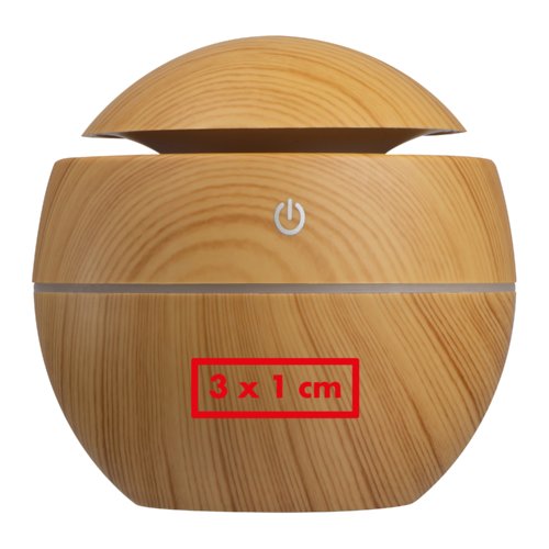 Houtkleurige, bolvormige luchtbevochtiger.