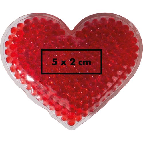 Rood hartvormig koel-/warmtekussen.