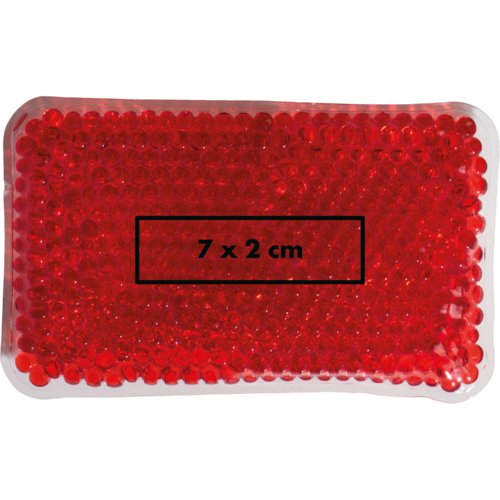 Rood koel-/warmtekussen, herbruikbaar.