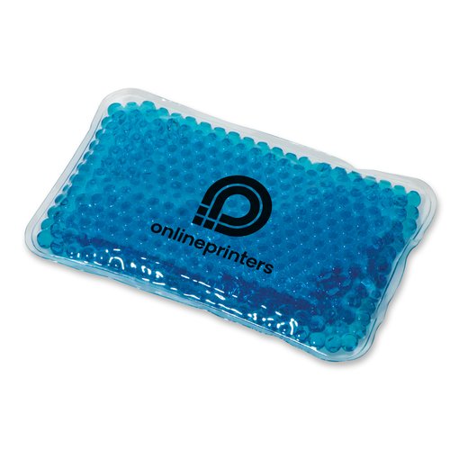 Blauw koel-/warmtekussen gevuld met gelparels.