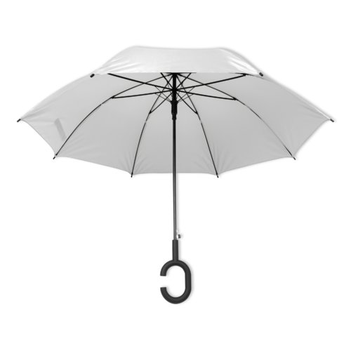 Witte paraplu met een speciale handgreep.
