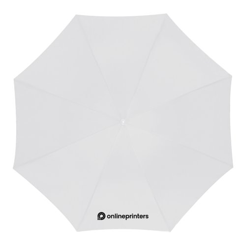 Witte automatische paraplu met grote diameter.