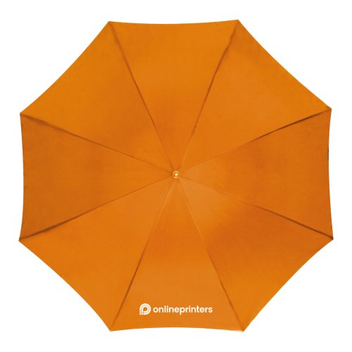 Oranje automatische paraplu met hoes.
