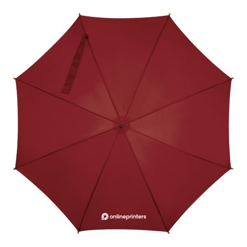Bordeaux houten wandelparaplu met automatische functie.
