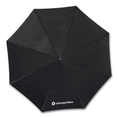 Zwarte automatische opvouwbare paraplu met doek.