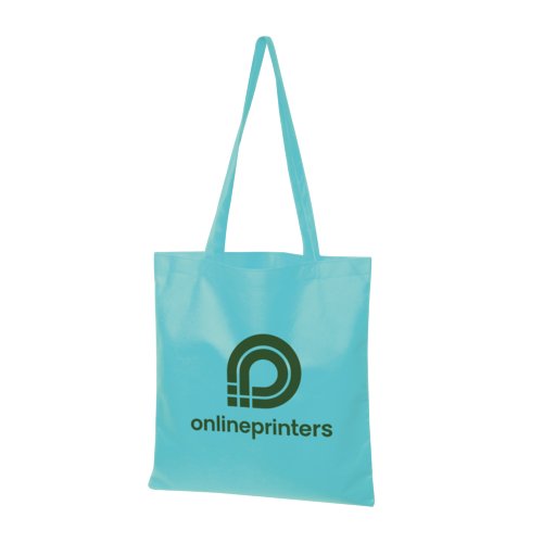 Turkooizen non-woven tas met lange handvatten.