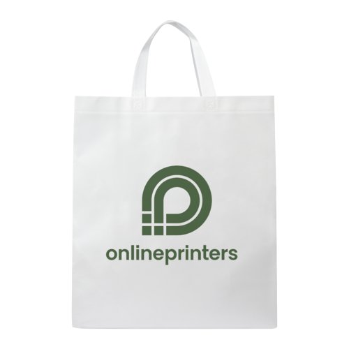 Witte gelamineerde non-woven tas met handvatten.